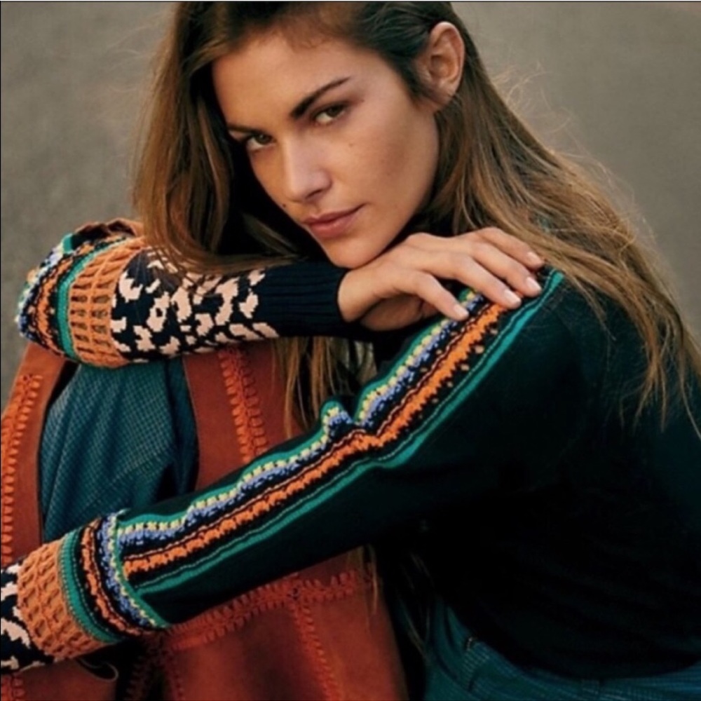 Free People Black Sweater with Multicolor Accents - Picture 2 of 9